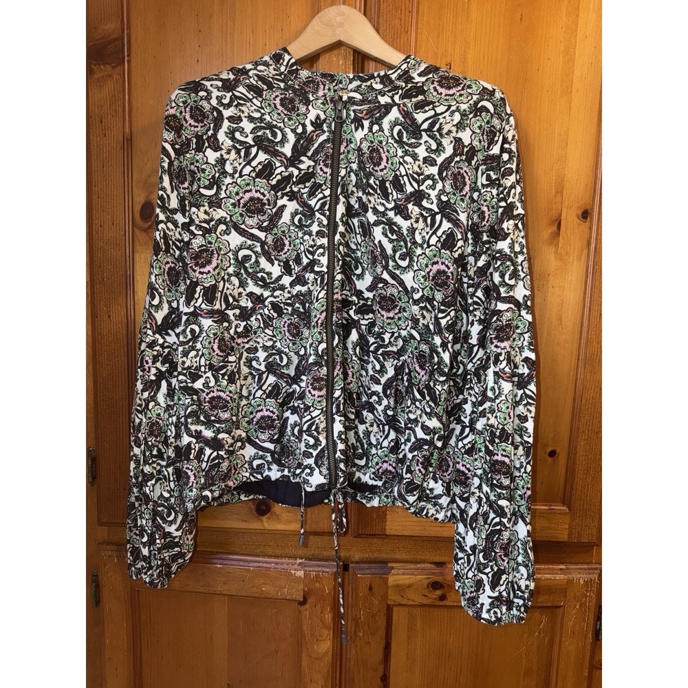 Free People Soft Printed Floral Bomber Jacket Women's M OB560079 Full Zip Floral